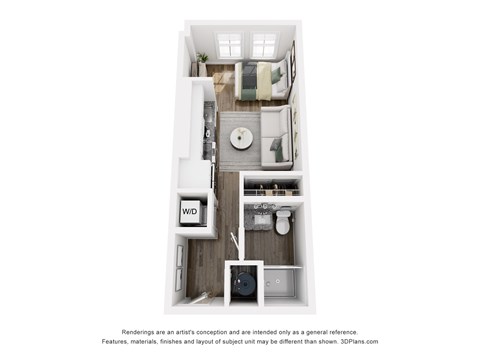 Floor plan for studio, 1 bath, 375 sqft